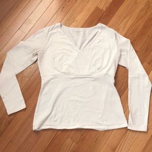 Eddie Bauer White V Neck Long Sleeve